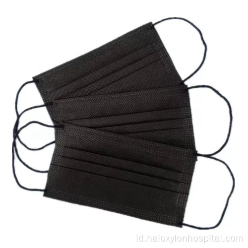 Masker wajah hitam bedah sekali pakai dengan earloop